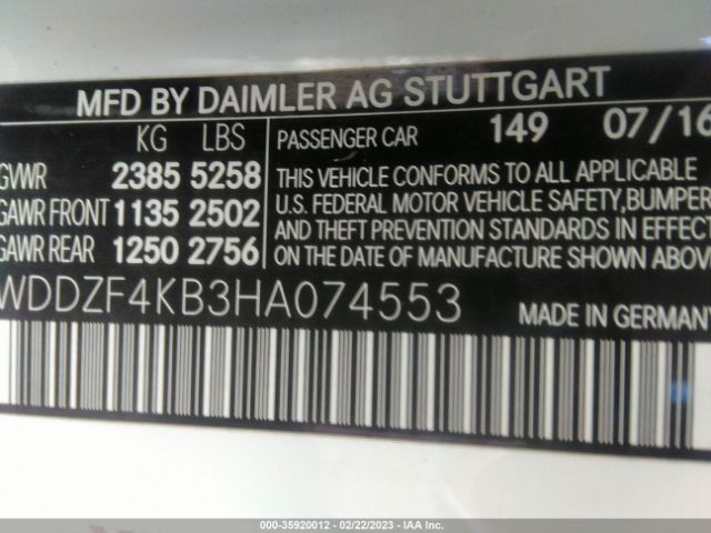 WDDZF4KB3HA074553 Mercedes-Benz E-class E 300