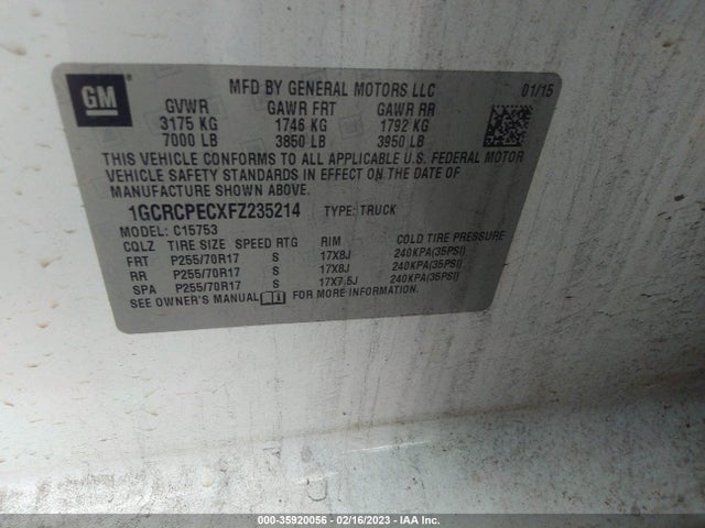 Chevrolet Silverado 1500 Work Truck 2015 1GCRCPECXFZ235214 Image 10