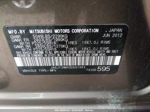 Mitsubishi Outlander Se 2013 JA4JT3AW1DU001943 Image 9