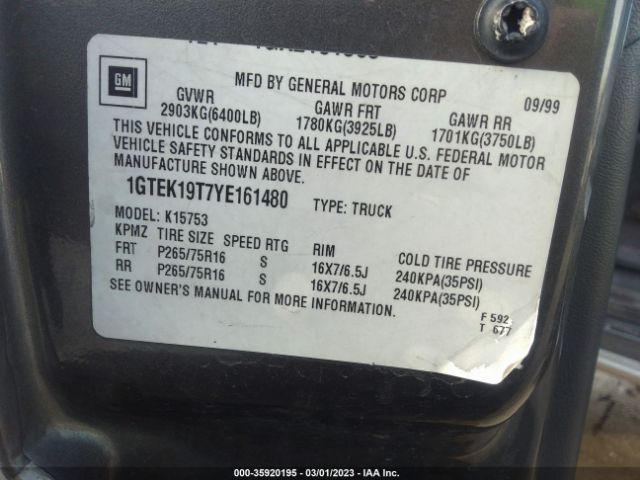1GTEK19T7YE161480 GMC New Sierra 1500 Sle