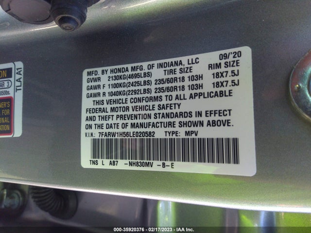 2020 Honda CR-V, VIN: 7FARW1H56LE020582