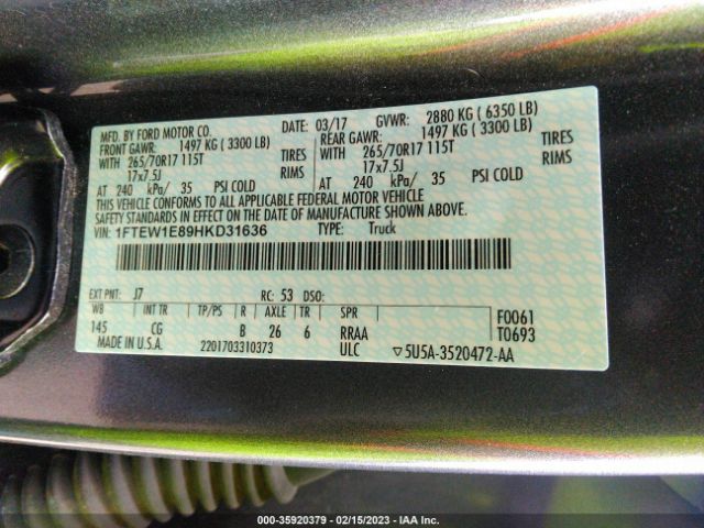 1FTEW1E89HKD31636 Ford F-150 Xl/xlt