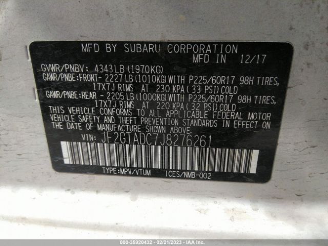 JF2GTADC7J8276261 Subaru Crosstrek