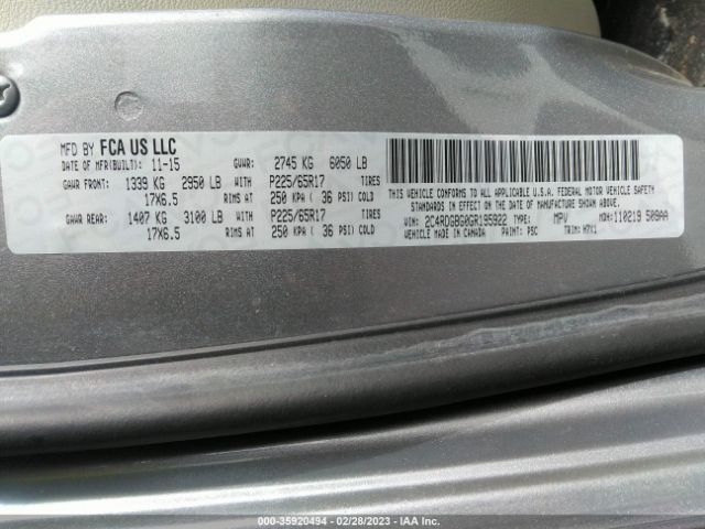 2C4RDGBG0GR195922 Dodge Grand Caravan American Value Pkg