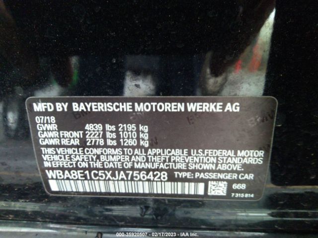 WBA8E1C5XJA756428 BMW 3 Series 330e Iperformance