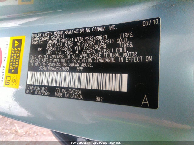 2T2BK1BA6AC057689 Lexus RX 350