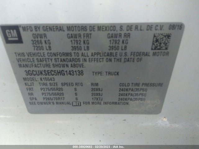 Chevrolet Silverado 1500 Ltz 2017 3GCUKSEC5HG143138 Image 10