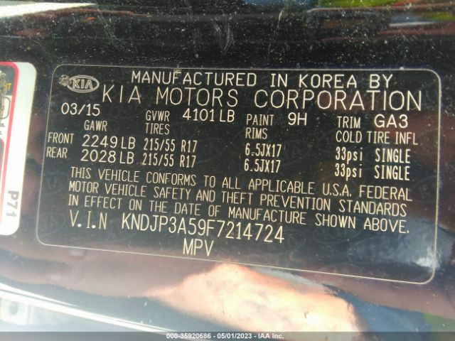 KNDJP3A59F7214724 KIA SOUL +