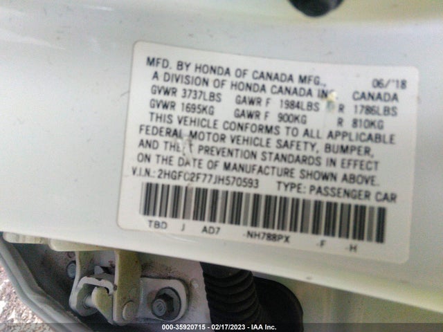 Honda Civic Sedan Ex 2018 2HGFC2F77JH570593 Image 9