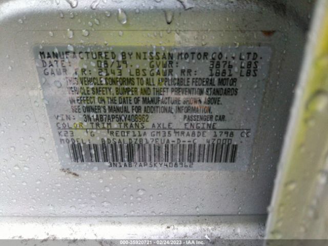 3N1AB7AP5KY408962 Nissan SENTRA SV