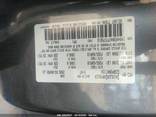 1A8HX58NX7F575816 Chrysler Aspen Limited