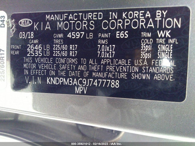 KIA Sportage Lx 2018 KNDPM3AC9J7477788 Image 9