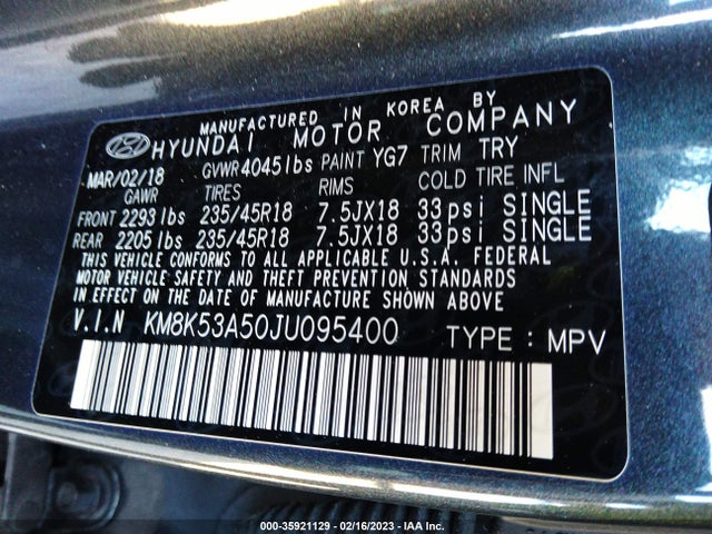 Hyundai Kona Ultimate 2018 KM8K53A50JU095400 Image 9