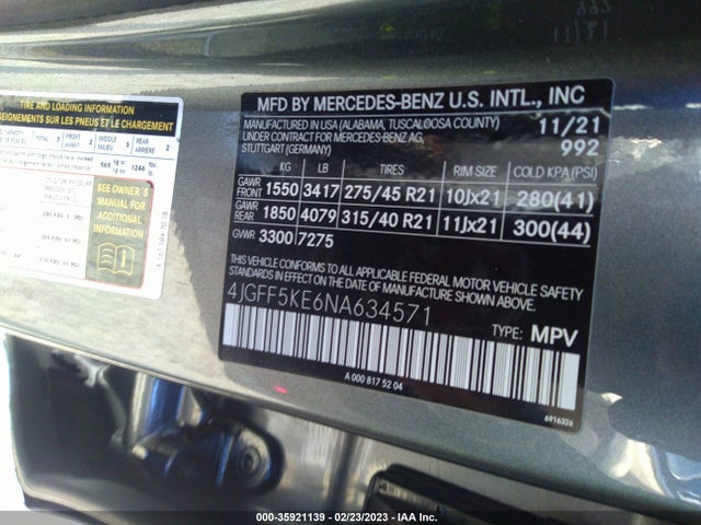 2022 Mercedes-Benz GLS-Class, VIN: 4JGFF5KE6NA634571