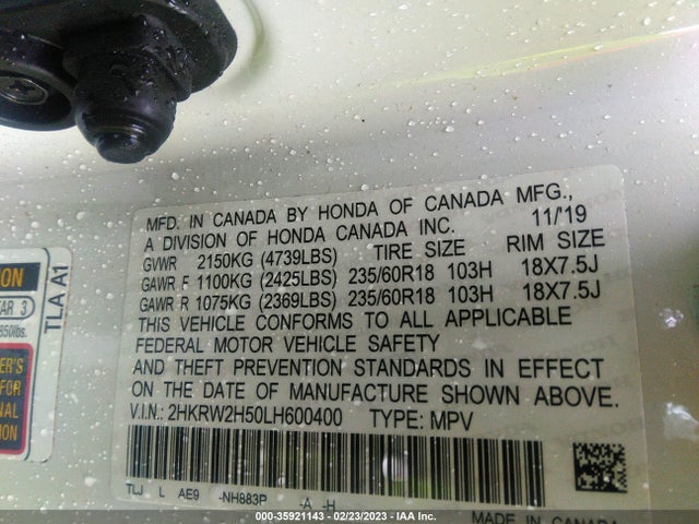 Honda CR-V EX 2020 2HKRW2H50LH600400 Image 9
