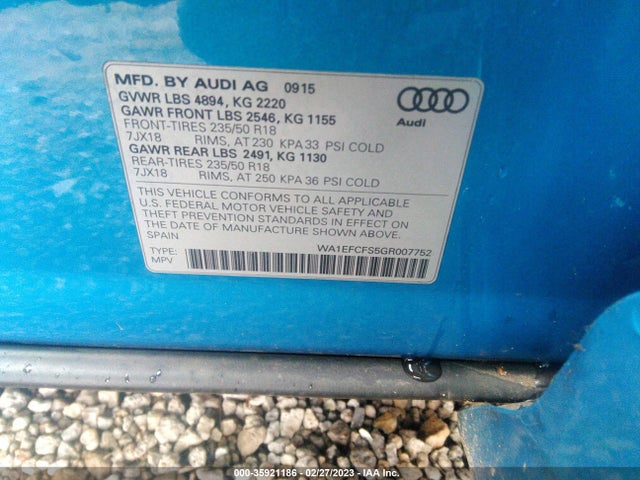 2016 Audi Q3, VIN: WA1EFCFS5GR007752