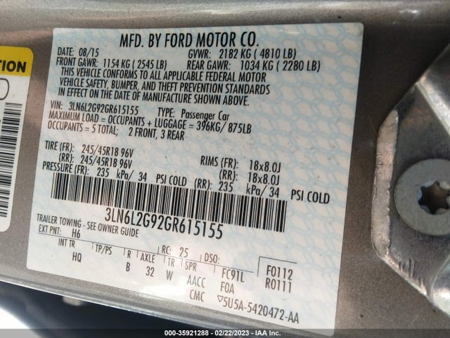 Lincoln MKZ 2016 3LN6L2G92GR615155 Image 10