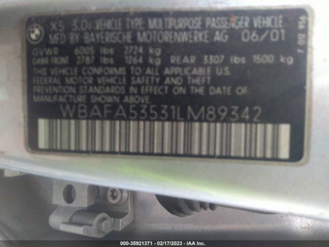 WBAFA53531LM89342 BMW X5 3.0I
