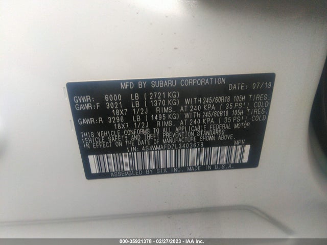 2020 Subaru Ascent, VIN: 4S4WMAFD7L3403678