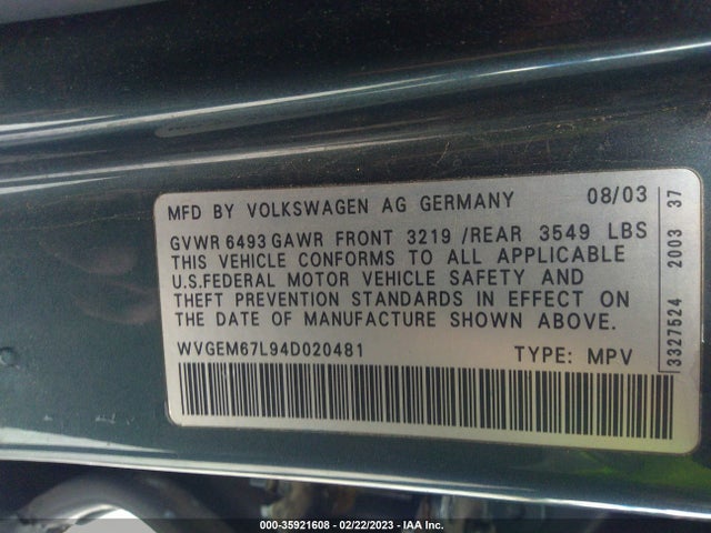 Volkswagen Touareg 2004 WVGEM67L94D020481 Image 10