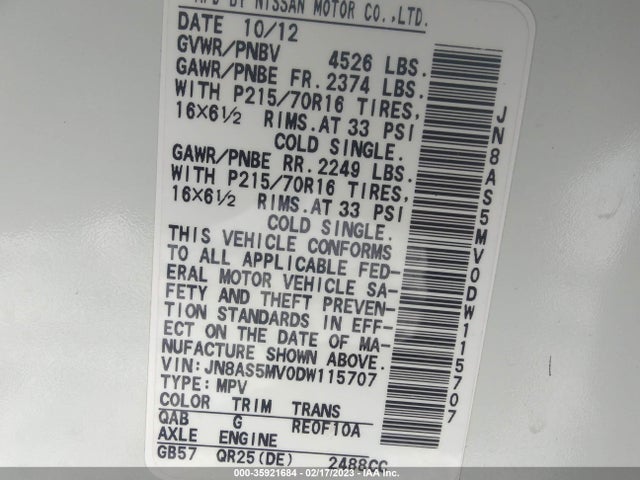 Nissan ROGUE S 2013 JN8AS5MV0DW115707 Image 10