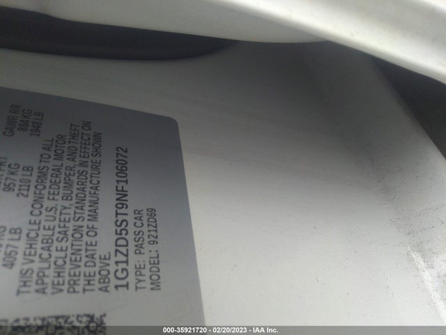 Chevrolet MALIBU LT 2022 1G1ZD5ST9NF106072 Image 9