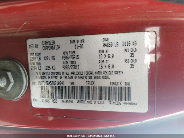 Dodge DAKOTA 1996 1B7FL26X5TW710241 Image 10