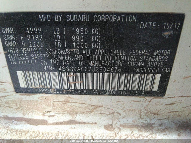 4S3GKAK67J3604676 Subaru Impreza Sport