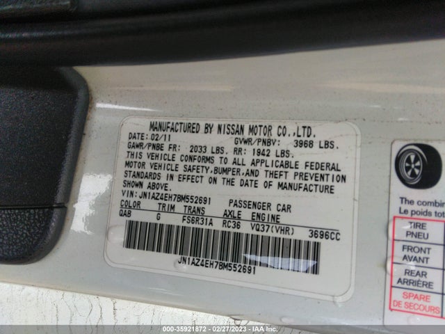 Nissan 370Z 2011 JN1AZ4EH7BM552691 Image 11