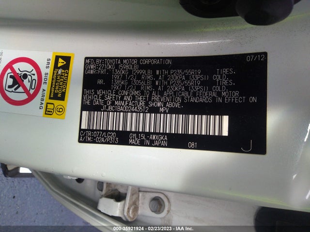 JTJBC1BA0D2443512 Lexus RX 450H
