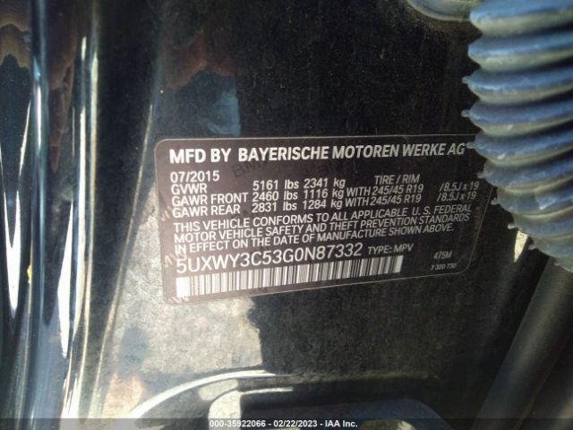 5UXWY3C53G0N87332 BMW X3 Xdrive28d