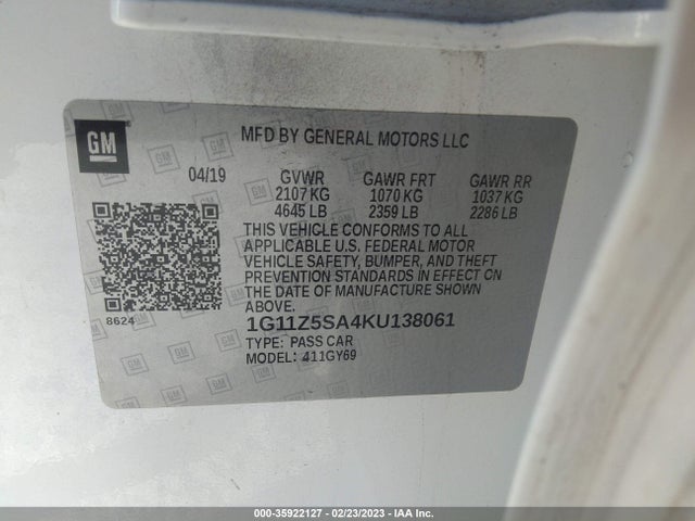 Chevrolet IMPALA LT 2019 1G11Z5SA4KU138061 Image 9