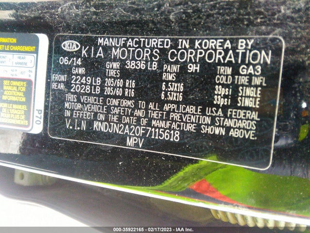 KIA Soul Base 2015 KNDJN2A20F7115618 Image 10