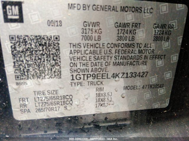1GTP9EEL4KZ133427 GMC Sierra 1500 At4