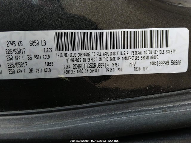 2C4RC1BG5GR166710 Chrysler Town & Country Touring