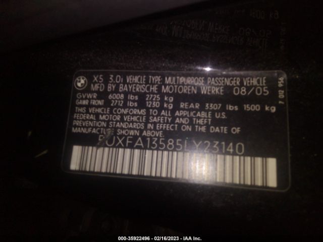 5UXFA13585LY23140 BMW X5 3.0I