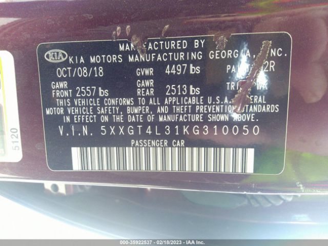 5XXGT4L31KG310050 KIA Optima Lx