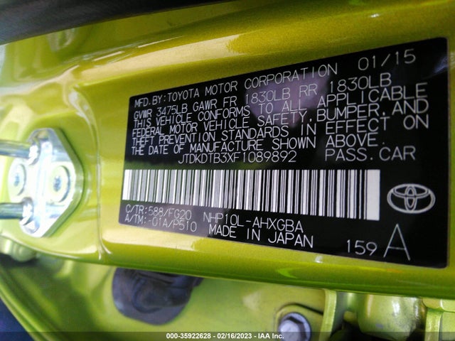 2015 Toyota Prius, VIN: JTDKDTB3XF1089892