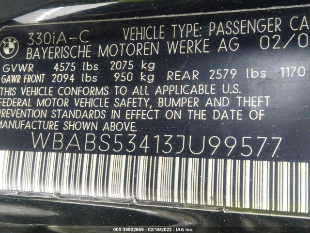 BMW 3 Series 330ci 2003 WBABS53413JU99577 Image 10