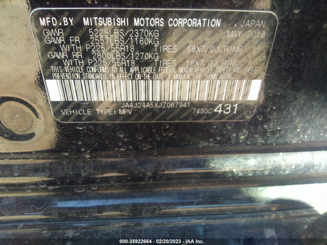 JA4J24A5XJZ067941 Mitsubishi Outlander Phev Sel/gt
