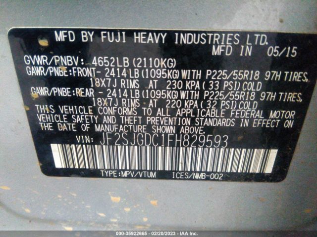 JF2SJGDC1FH829593 Subaru Forester 2.0xt Premium