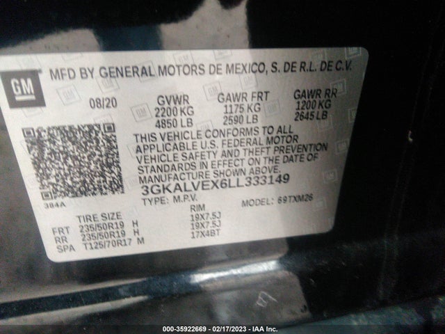2020 GMC TERRAIN SLT VIN: 3GKALVEX6LL333149