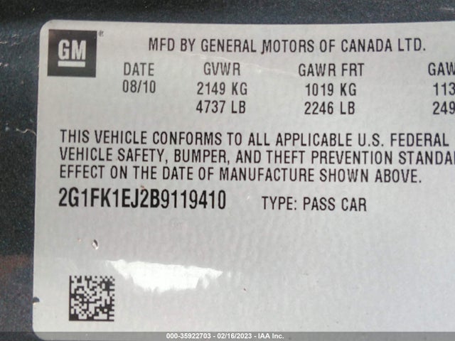 Chevrolet CAMARO 2SS 2011 2G1FK1EJ2B9119410 Image 9