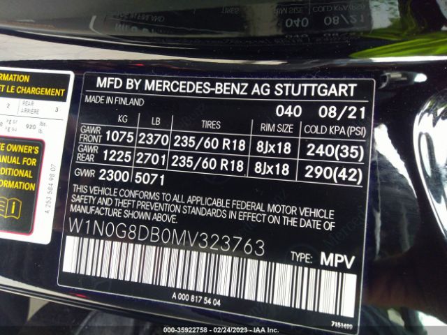 W1N0G8DB0MV323763 Mercedes-Benz Glc Glc 300