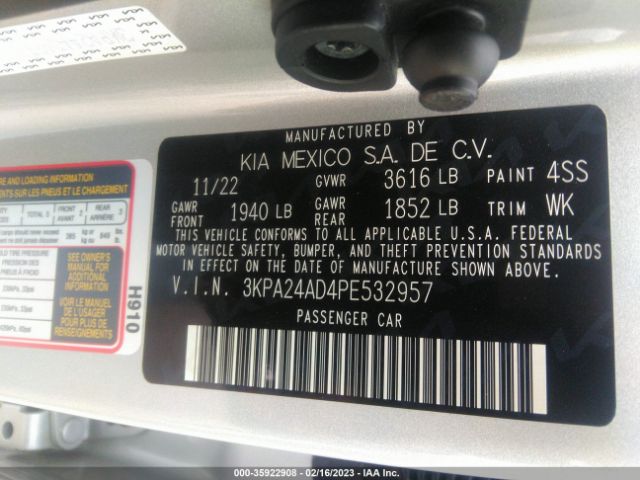 3KPA24AD4PE532957 KIA RIO LX