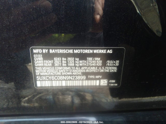 2022 BMW X6, VIN: 5UXCY6C08N9N23899