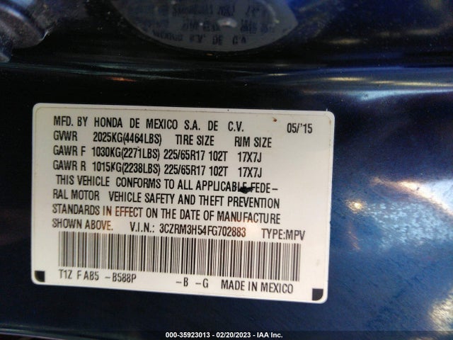 Honda CR-V EX 2015 3CZRM3H54FG702883 Image 9
