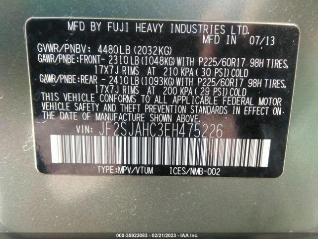 JF2SJAHC3EH475226 Subaru Forester 2.5i Limited