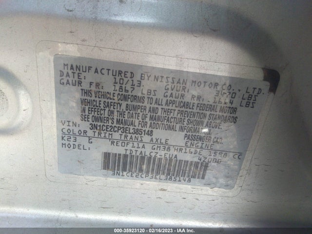 Nissan Versa Note S Plus 2014 3N1CE2CP3EL385148 Image 11