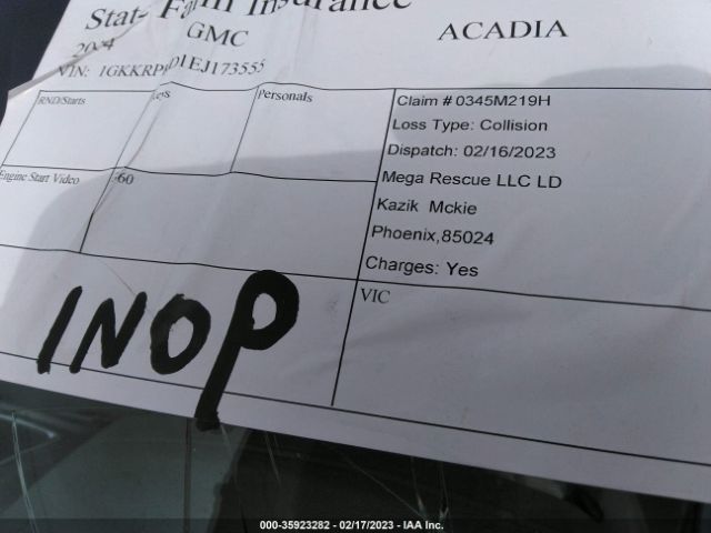 1GKKRPKD1EJ173555 GMC ACADIA SLE